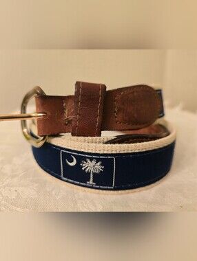Zep- Pro South Carolina Blue Ribbon Belt Size 40 With Brown Leather Buckle